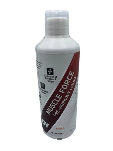 Muscle Force Liquid Pre-Workout, Peach - 500 ml.