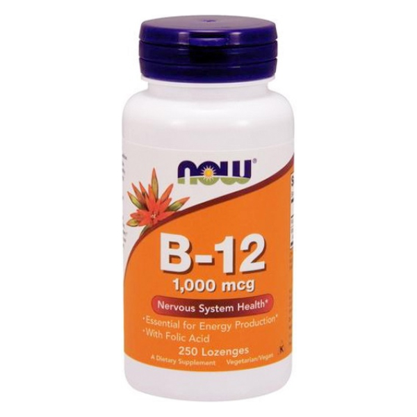 Vitamin B-12 with Folic Acid, 1000mcg - 250 lozenges