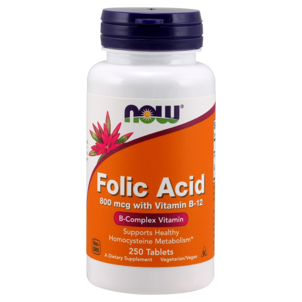Folic Acid with Vitamin B12, 800mcg - 250 tabs
