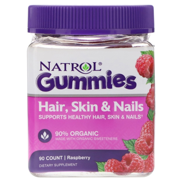Hair, Skin & Nails Gummies, Raspberry - 90 gummies