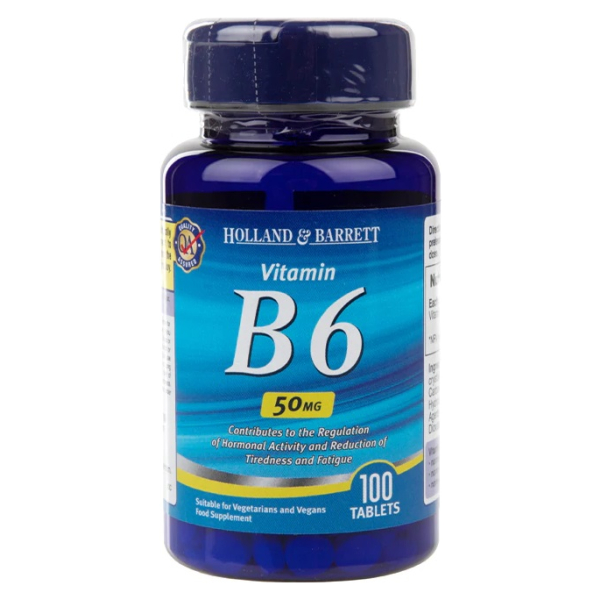 Vitamin B6, 50mg - 100 tablets