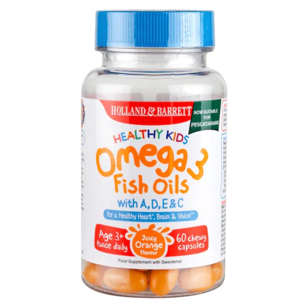 Healthy Kids Omega 3 Fish Oils with A, D, E & C, Juicy Orange - 60 caps