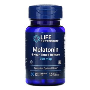 Melatonin 6 Hour Timed Release, 750mcg - 60 vegetarian tabs