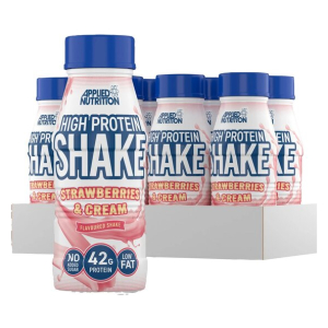 High Protein Shake, Strawberries & Cream - 8 x 500 ml.