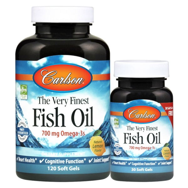 The Very Finest Fish Oil - 700mg Omega-3s, Natural Lemon - 120 + 30 softgels