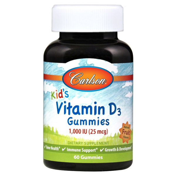 Kid's Vitamin D3 Gummies, 1000 IU Natural Fruit - 60 gummies
