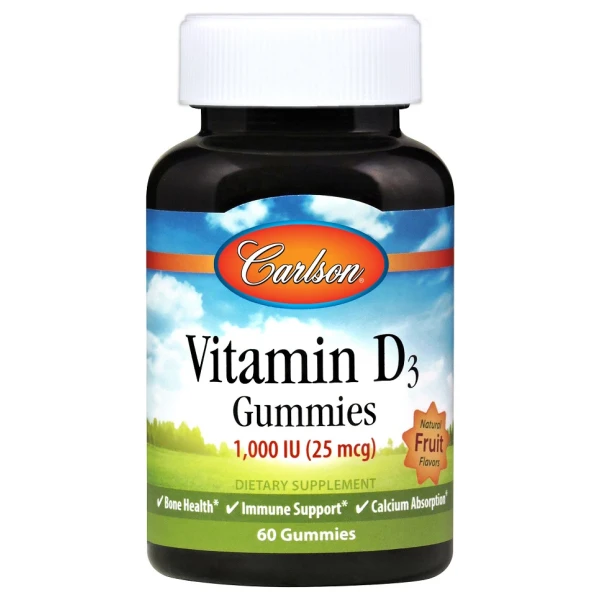 Vitamin D3 Gummies, 1000 IU Natural Fruit - 60 gummies