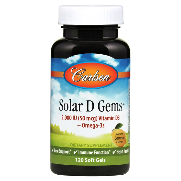 Solar D Gems, 2000 IU Natural Lemon - 120 softgels