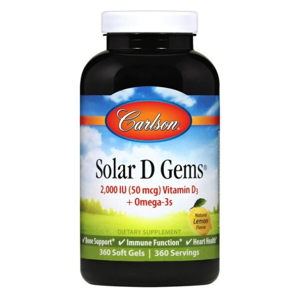 Solar D Gems, 2000 IU Natural Lemon - 360 softgels