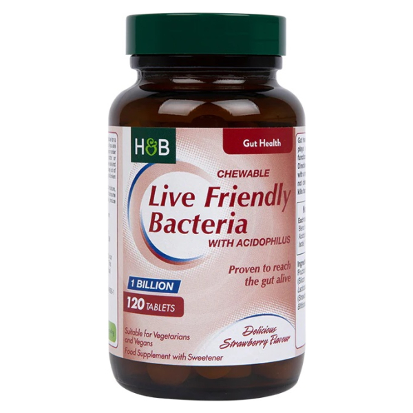 Chewable Live Friendly Bacteria with Acidophilus, Strawberry - 120 tabs