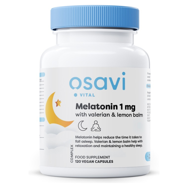 Melatonin with Valerian & Lemon Balm, 1mg - 120 vegan caps