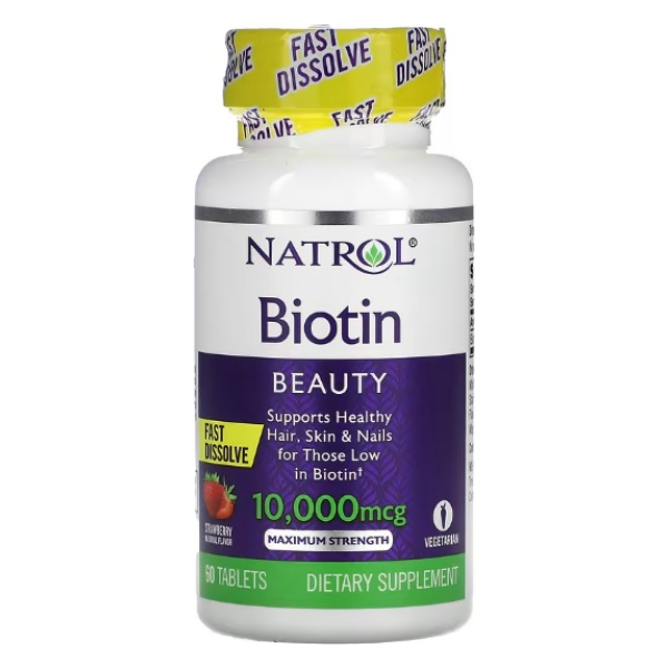 Biotin Fast Dissolve,10000mcg (Strawberry) - 60 tabs