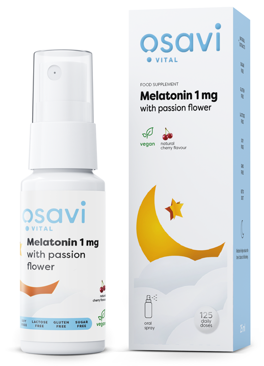 Melatonin with Passion Flower Oral Spray, 1mg (Cherry) - 25 ml.