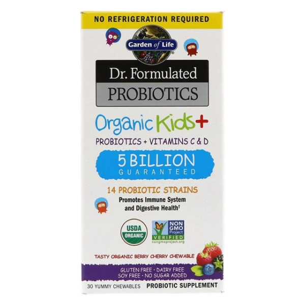 Dr. Formulated Probiotics Organic Kids+, Berry Cherry - 30 chewables