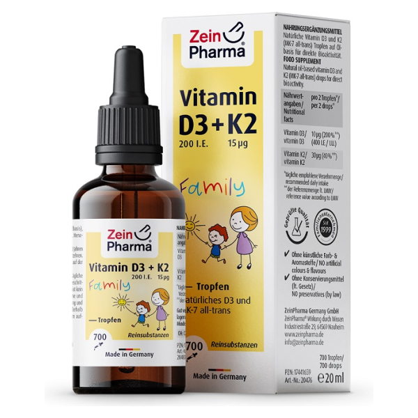 Vitamin D3 + K2 Family Drops - 20 ml.