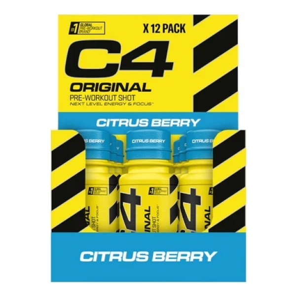 C4 Original Pre-Workout Shot, Citrus Berry - 12 x 60 ml.