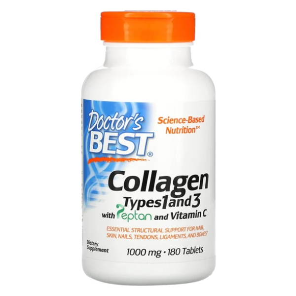 Collagen Types 1 and 3 with Peptan and Vitamin C, 1000mg - 180 tabs