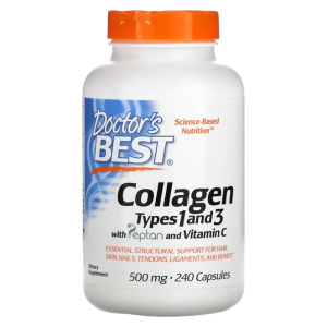 Collagen Types 1 and 3 with Peptan and Vitamin C, 500mg - 240 caps