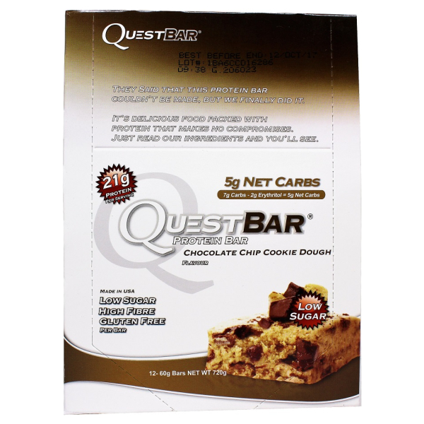 Quest Bar, Chocolate Chip Cookie Dough - 12 bars