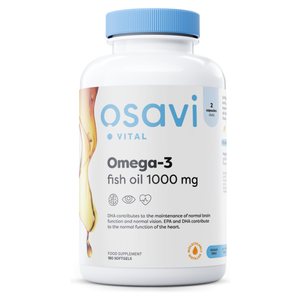 Omega-3 Fish Oil Molecularly Distilled, 1000mg (Lemon) - 180 softgels