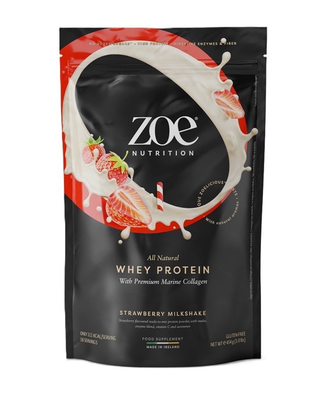 Whey Protein with Premium Marine Collagen, Strawberry Milkshake - 454g