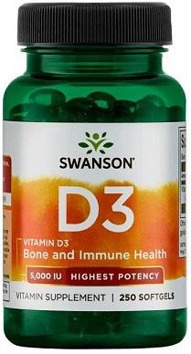 Vitamin D-3, 5000 IU - 250 softgels