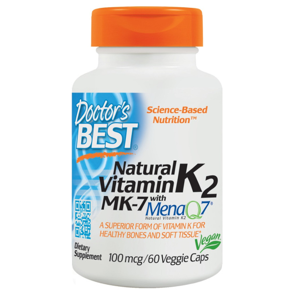 Natural Vitamin K2 MK7 with MenaQ7, 100mcg - 60 vcaps