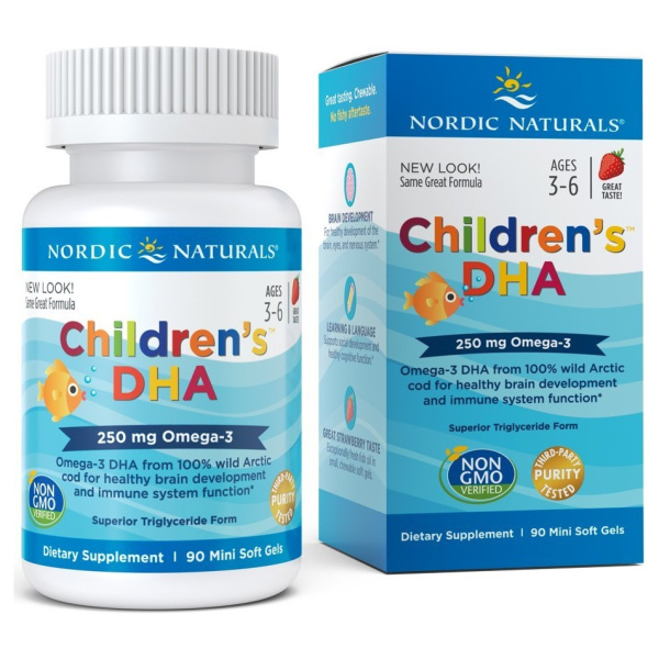 Children's DHA, 250mg Omega-3 Strawberry - 90 mini softgels