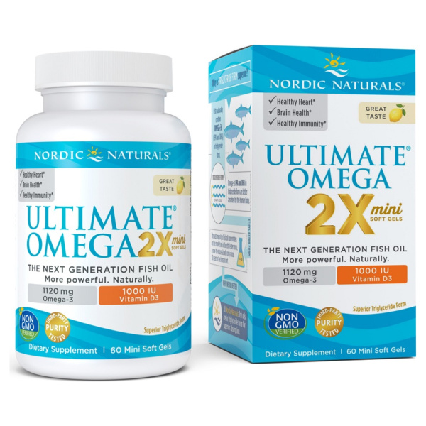 Ultimate Omega 2X Mini with Vitamin D3, 1120mg Lemon - 60 mini softgels