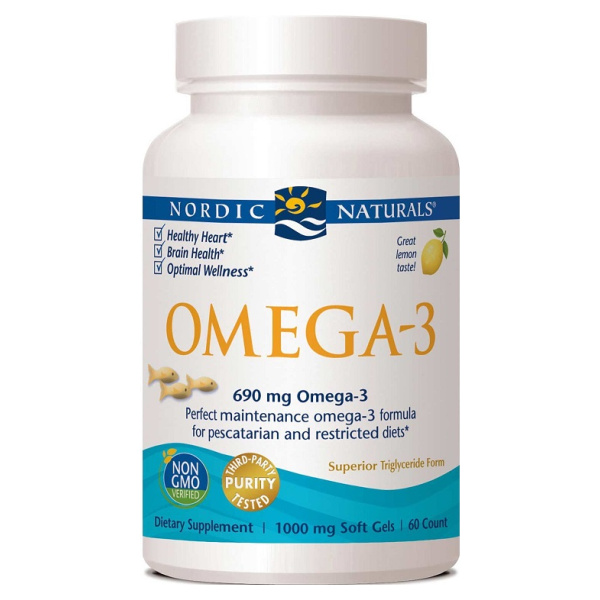 Omega-3, 690mg Lemon (Fish Gelatin) - 60 softgels