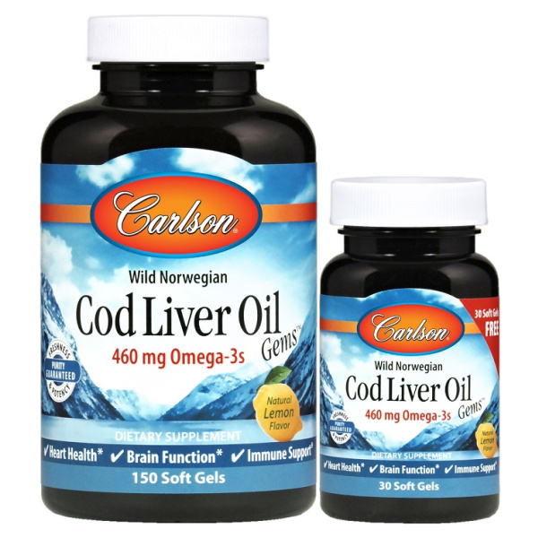 Wild Norwegian Cod Liver Oil Gems, 460mg - 150 + 30 softgels