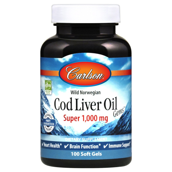 Wild Norwegian Cod Liver Oil Gems, 1000mg - 100 softgels