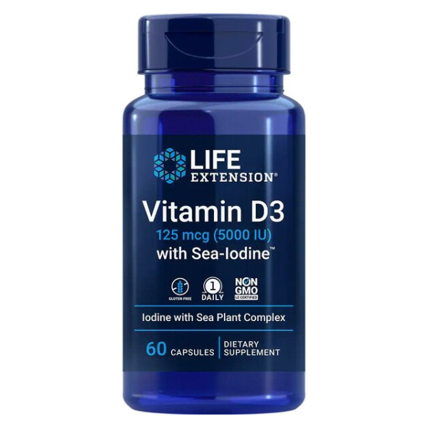 Vitamin D3 with Sea-Iodine, 5000IU - 60 caps