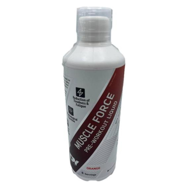 Muscle Force Liquid Pre-Workout, Orange - 500 ml.