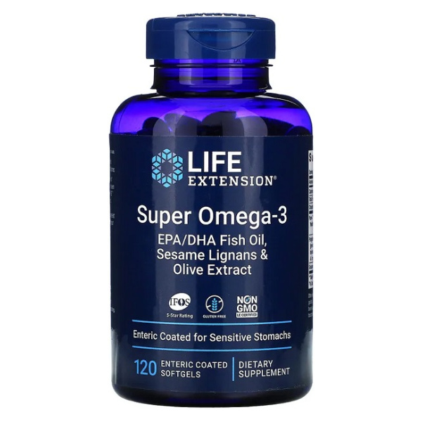 Super Omega-3 EPA/DHA with Sesame Lignans & Olive Extract - 120 enteric coated softgels