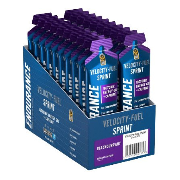 Endurance Sprint Isotonic Energy Gel + Caffeine, Blackcurrant - 20 x 60g