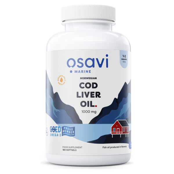 Norwegian Cod Liver Oil Softgels, 1000mg (Lemon) - 180 softgels