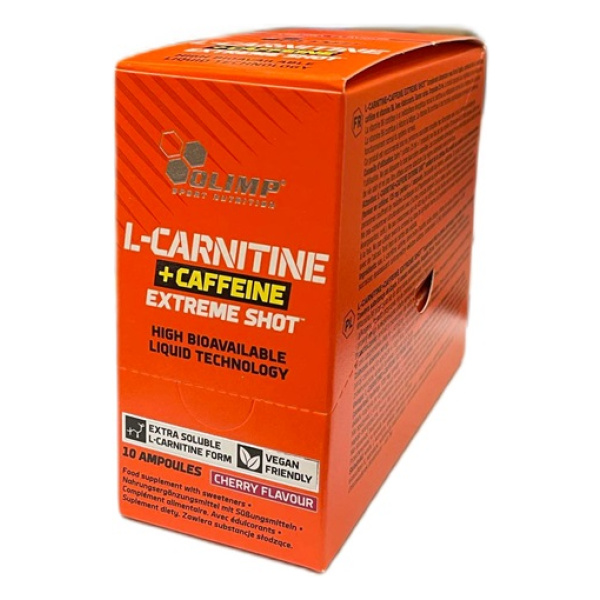 L-Carnitine + Caffeine Extreme Shot, Cherry - 10 x 25 ml.