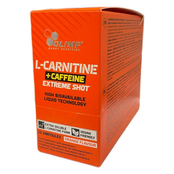 L-Carnitine + Caffeine Extreme Shot, Orange - 10 x 25 ml.