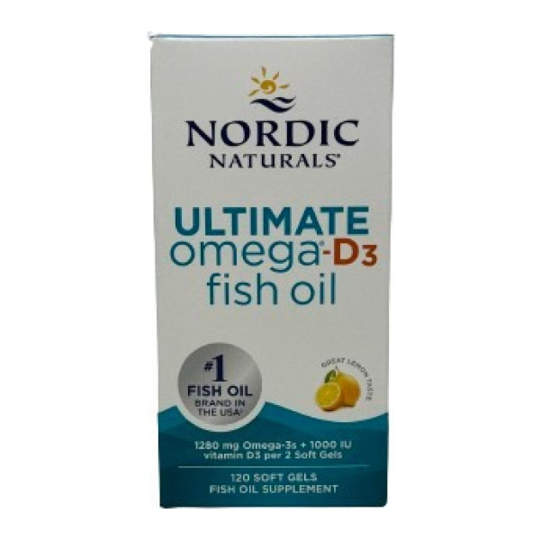 Ultimate Omega-D3 Fish Oil, 1280mg Lemon - 120 softgels