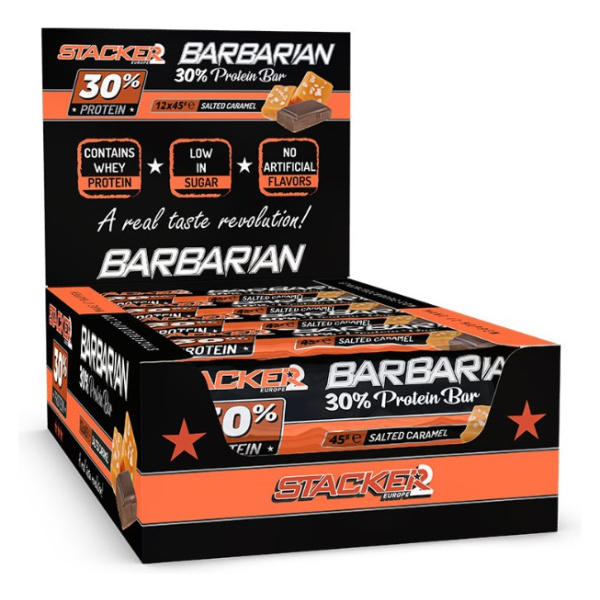 Barbarian 30% Protein Bar, Salted Caramel - 12 x 45g