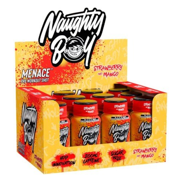 Menace Pre-Workout Shot, Strawberry & Mango - 12 x 60 ml.