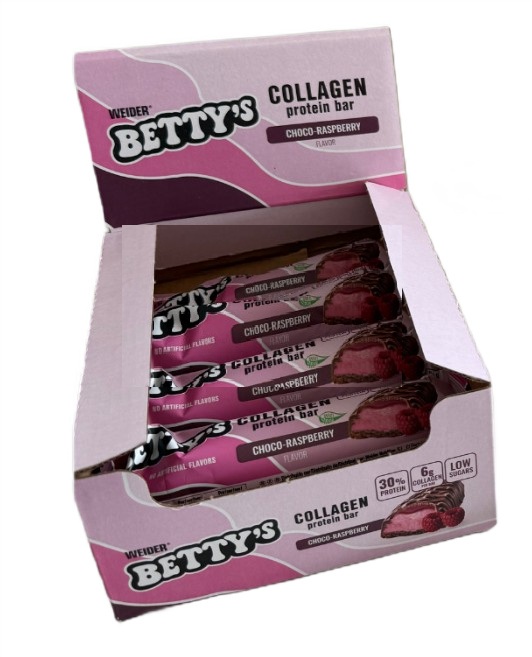 Betty's Collagen Protein Bar, Choco-Raspberry - 12 x 50g