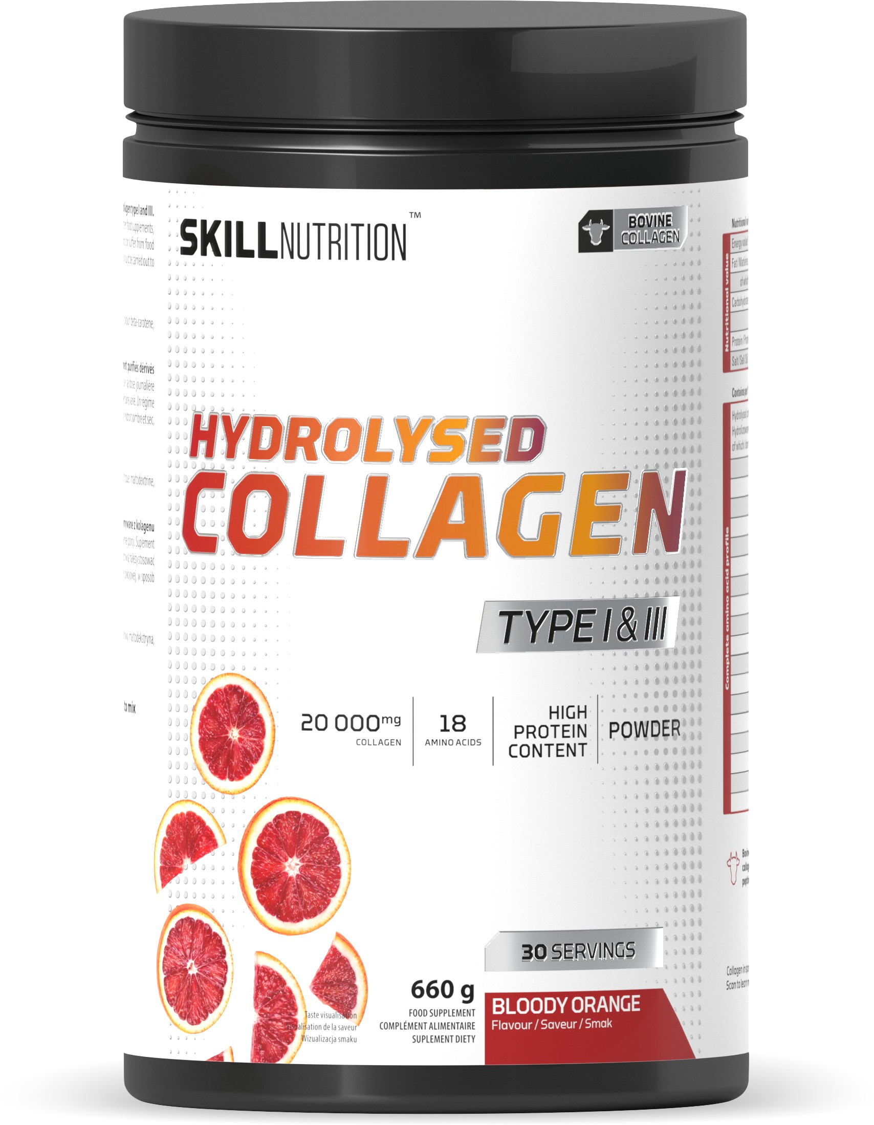 Hydrolysed Collagen Type I & III, Bloody Orange - 660g