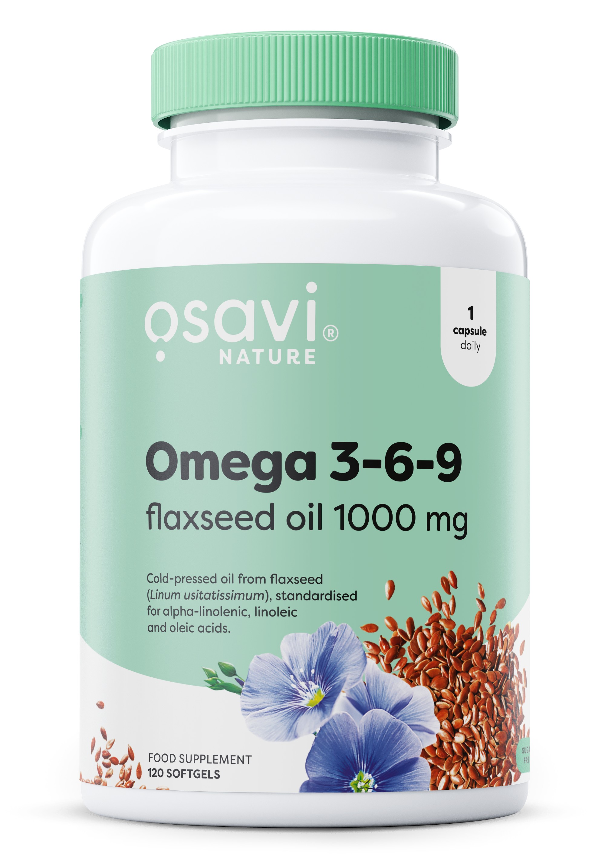 Omega 3-6-9 Flaxseed Oil, 1000mg - 120 softgels