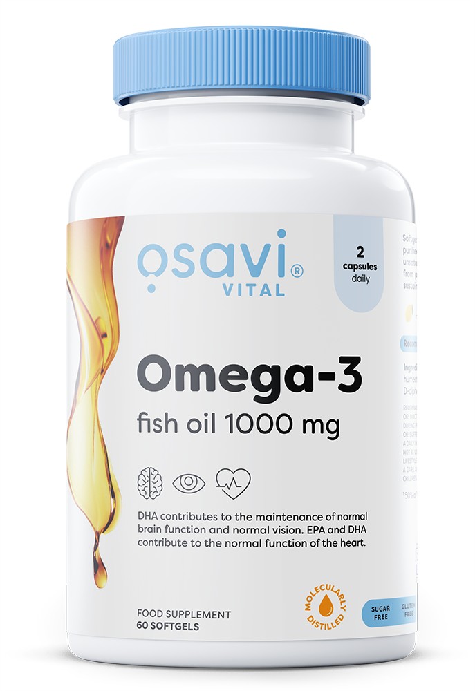 Omega-3 Fish Oil Molecularly Distilled, 1000mg (Lemon) - 60 softgels