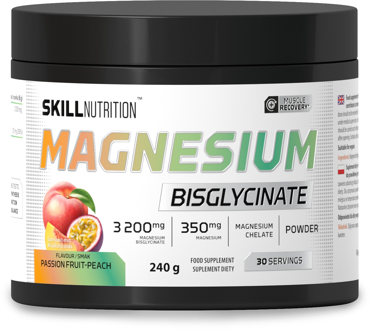 Magnesium Bisglycinate, Passion Fruit-Peach - 240g