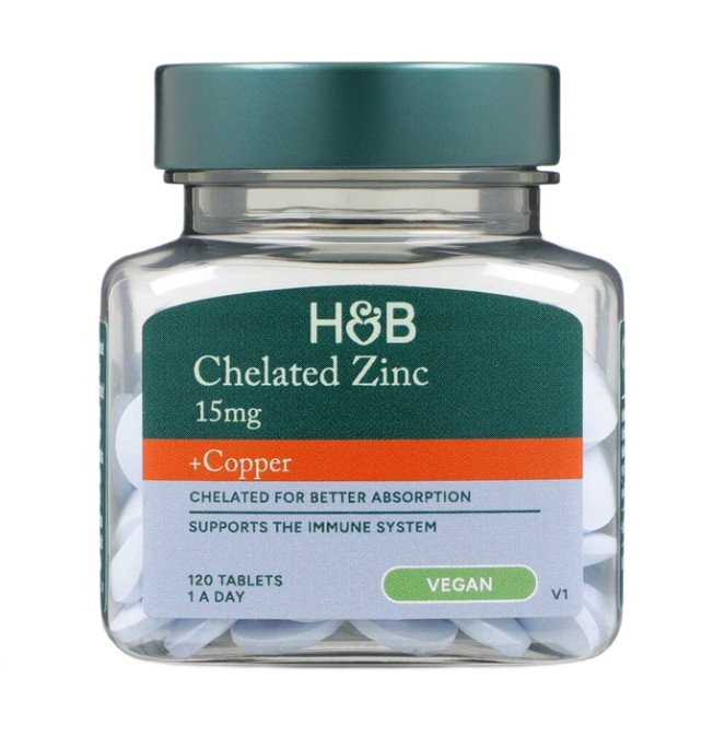 Chelated Zinc + Copper, 15mg - 120 tablets (EAN 5059604701726)