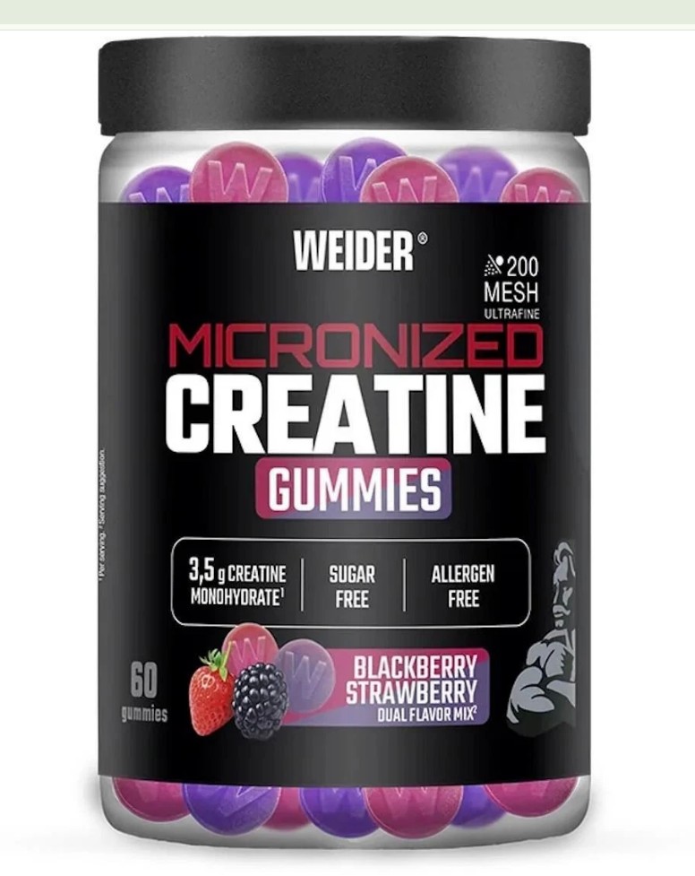 Micronized Creatine Gummies, Blackberry Strawberry Dual Flavor Mix - 60 gummies