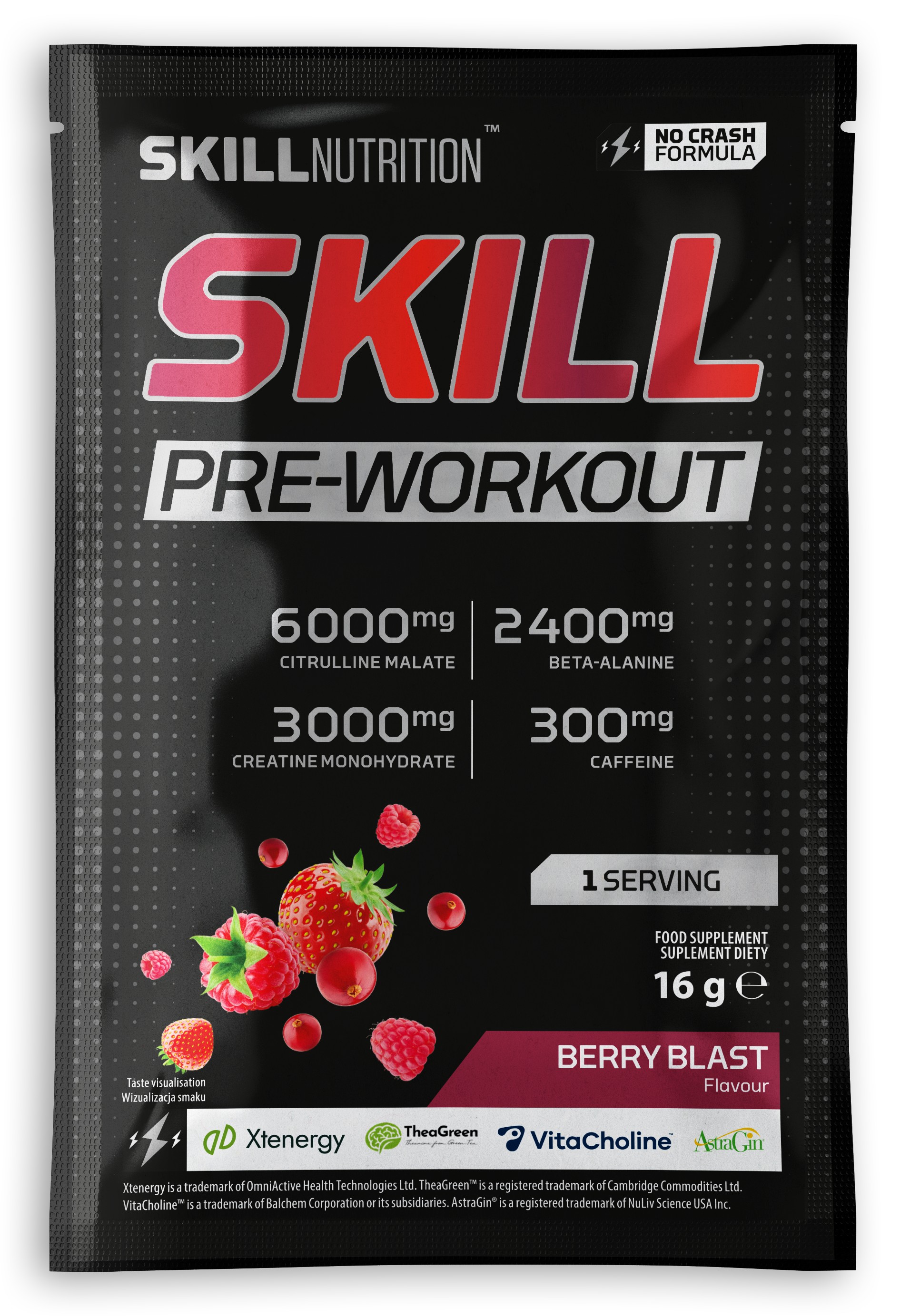 Skill Pre-Workout, Berry Blast - 16-16.5g (1 serving)